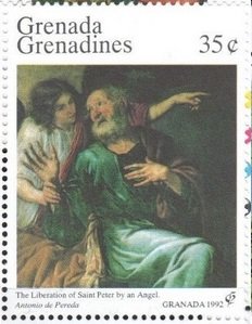 Colnect-4955-591-The-liberation-of-St-Peter-by-an-angel-by-Antonio-de-Pereda.jpg