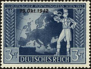 Colnect-4211-657-Trumpeting-postillion-in-front-of-map-of-Europe.jpg